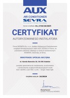Certyfikat autoryzowanego instalatora AUX