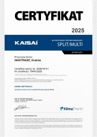 Certyfikat autoryzowanego instalatora KAISAI