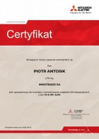 Certyfikat autoryzowanego instalatora MITSUBISHI