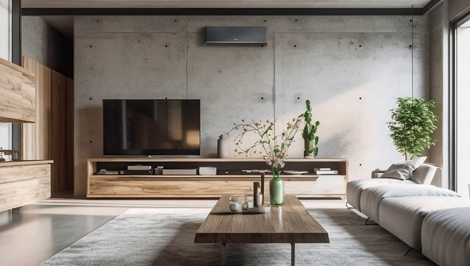 Klimatyzator ścienny GREE po montażu w salonie