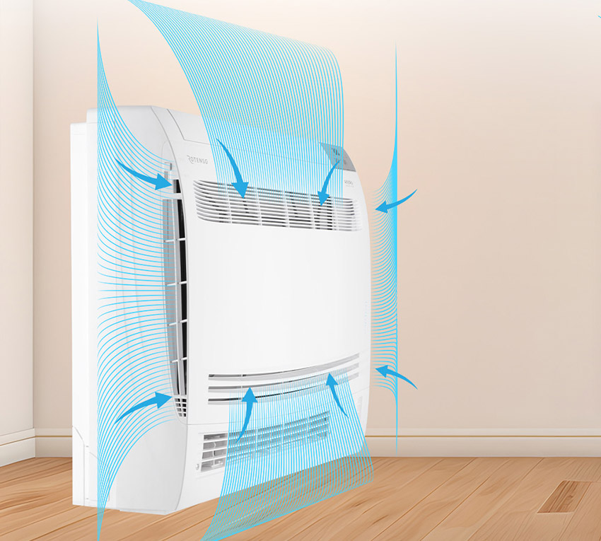 Cztery wloty i dwa nawiewy – równomierna cyrkulacja powietrza