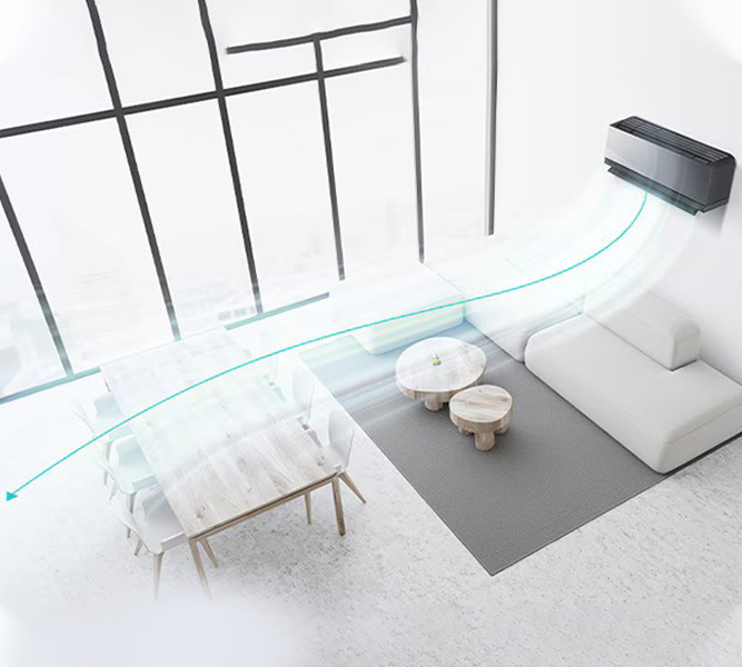 Mocny i długi strumień powietrza – efektywne chłodzenie i ogrzewanie